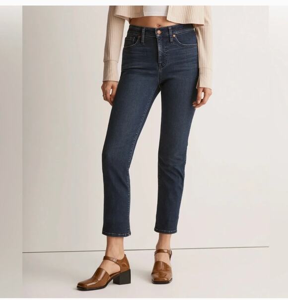 Madewell Denim - Madewell Mid-Rise Stovepipe Jeans Women's Size 26 Dark Wash Straight Leg